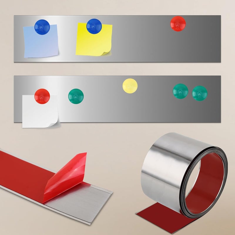 Soengsau 118" x 4.72" Flexible Self Adhesive Metal Strip for Magnets, Peel and Stick Ferrous Memo Tape for Bulletin Boards, Workshop, Office and School Use - Image 1